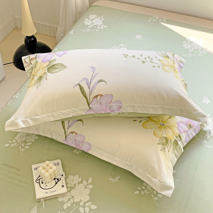 91家纺网 家纺一手货源 找家纺 恩泽 2024新款ins风全棉单品枕套 花都丽影