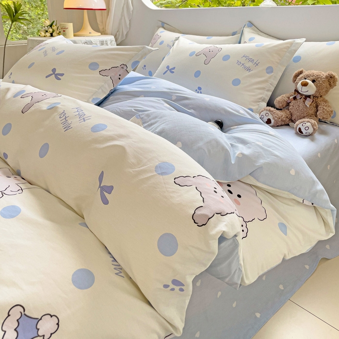 91家纺网 家纺一手货源 找家纺 恩泽 2024新款ins风全棉四件套 冬日嘉年华