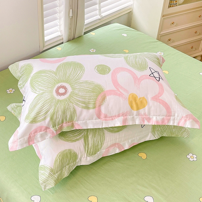 91家纺网 家纺一手货源 找家纺 恩泽 2024新款ins风全棉单品枕套 花语嫣然