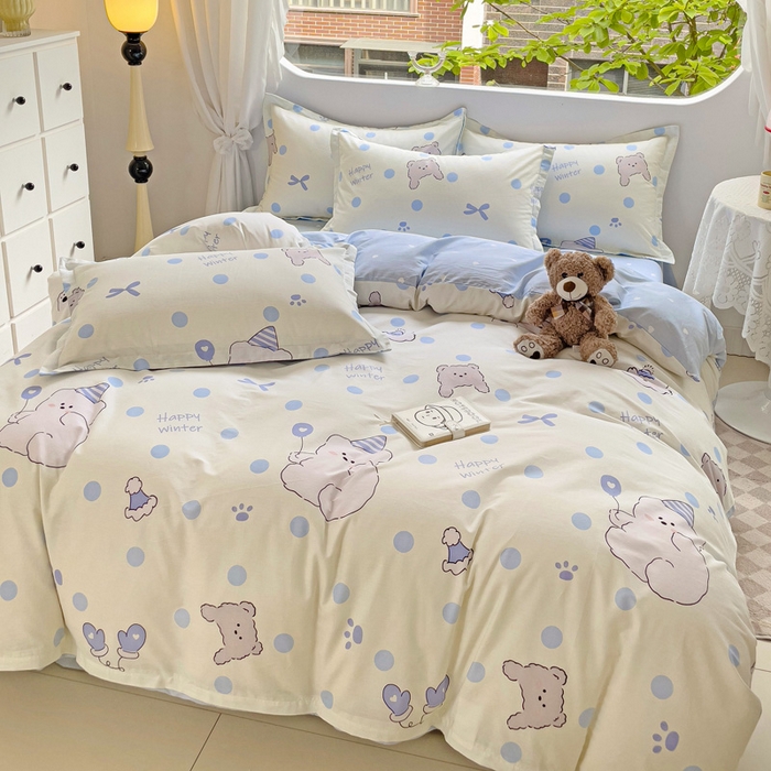 91家纺网 家纺一手货源 找家纺 恩泽 2024新款ins风全棉四件套 冬日嘉年华