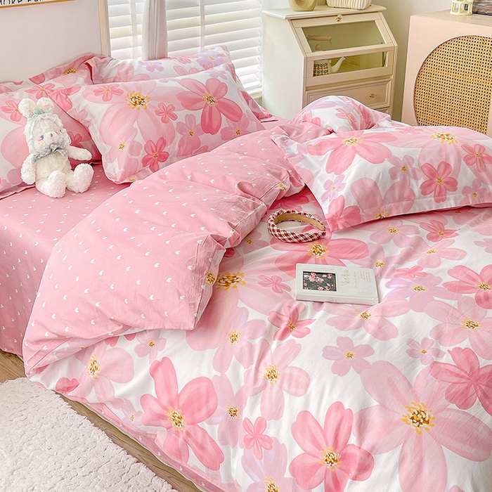 91家纺网 家纺一手货源 找家纺 恩泽 2024新款ins风全棉四件套 花香馥郁