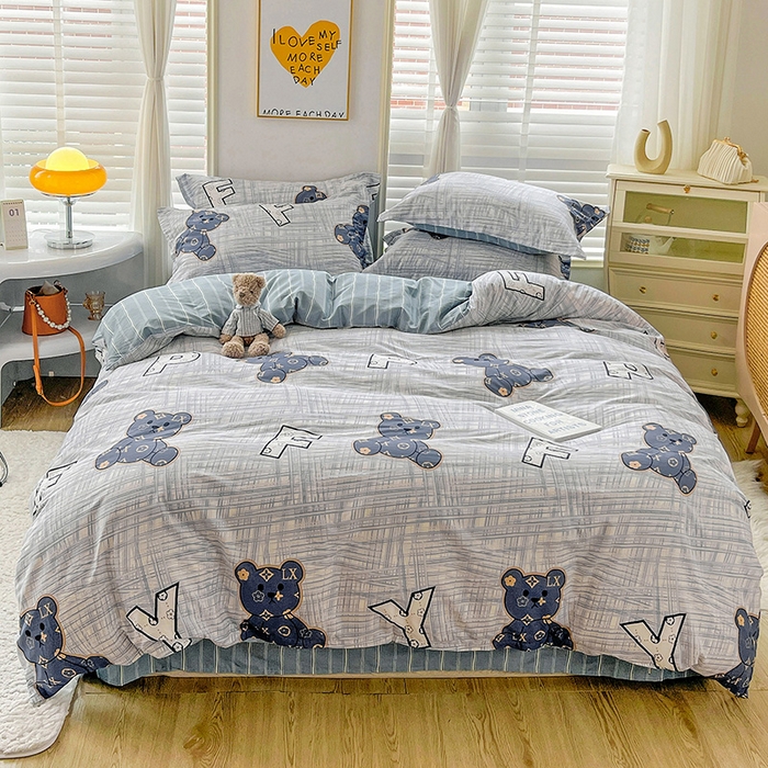 91家纺网 家纺一手货源 找家纺 恩泽 2024新款ins风全棉四件套 可比乐园