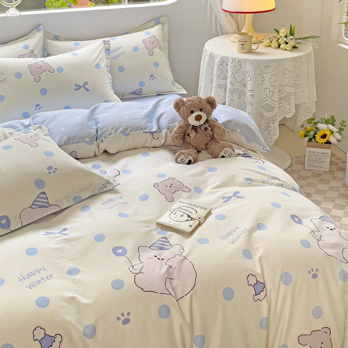 91家纺网 家纺一手货源 找家纺 恩泽 2024新款ins风全棉四件套 冬日嘉年华