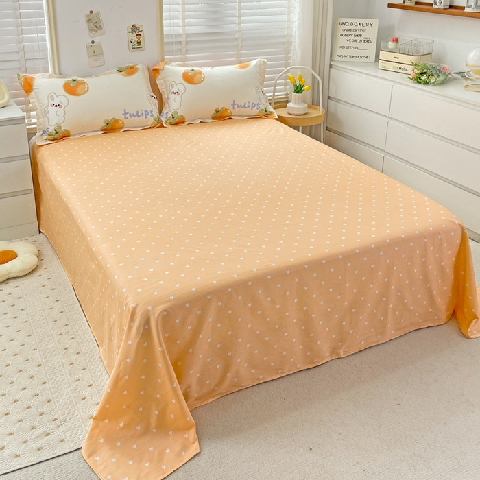 91家纺网 家纺一手货源 找家纺 恩泽 2024新款ins风全棉四件套 桔色心情