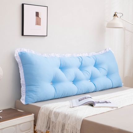 91家纺网 家纺一手货源 找家纺 美达人 2024新款水洗棉白色花边靠背 孔雀蓝