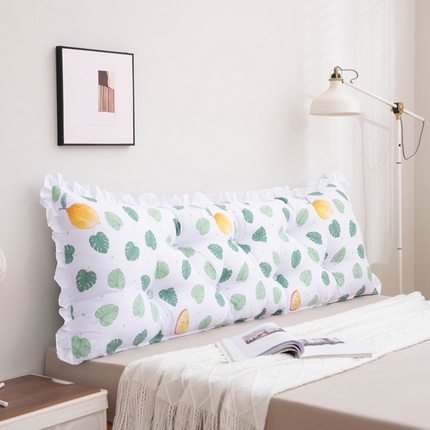 91家纺网 家纺一手货源 找家纺 美达人 2024新款水洗棉白色花边靠背 墨花绿