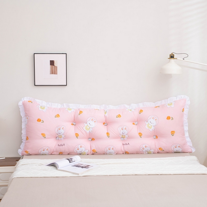 91家纺网 家纺一手货源 找家纺 美达人 2024新款水洗棉白色花边靠背 萌萌兔