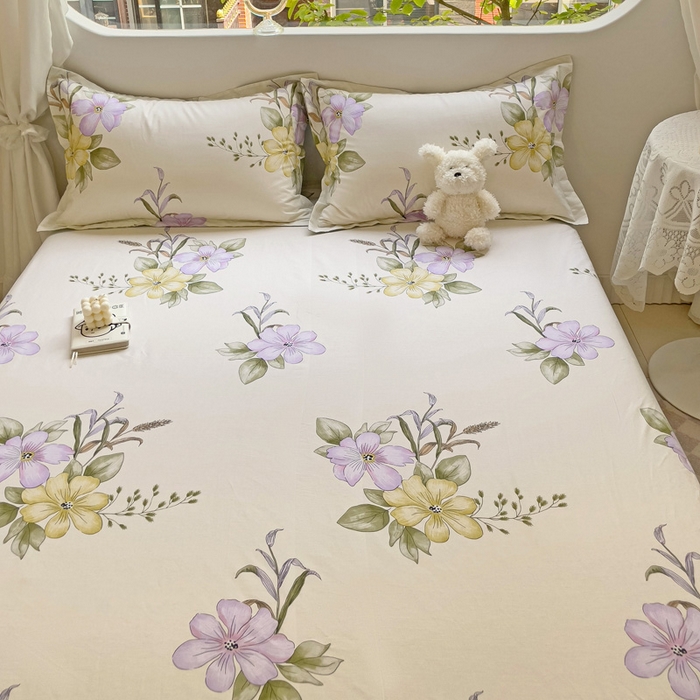 91家纺网 家纺一手货源 找家纺 恩泽 2024新款ins风全棉单品床笠 花都丽影