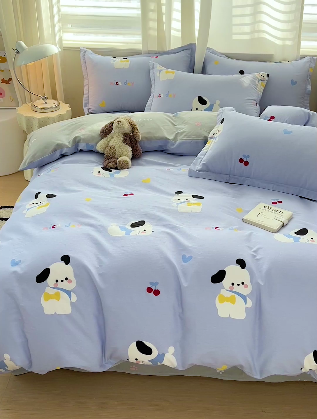 91家纺网 家纺一手货源 找家纺 2024新款ins风全棉印花单品被套 皮皮狗