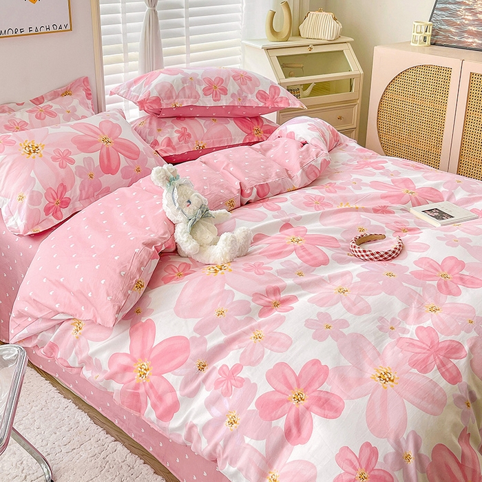 91家纺网 家纺一手货源 找家纺 恩泽 2024新款ins风全棉四件套 花香馥郁