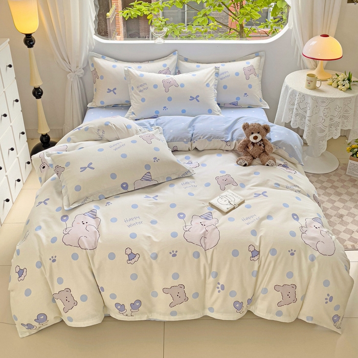 91家纺网 家纺一手货源 找家纺 恩泽 2024新款ins风全棉四件套 冬日嘉年华