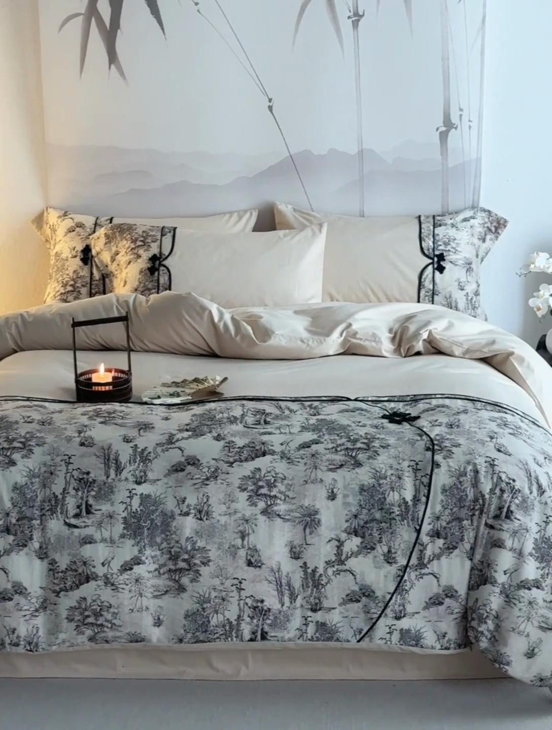 91家纺网 家纺一手货源 找家纺 （总）2024新款全新工艺古风全棉天丝盘扣四件套