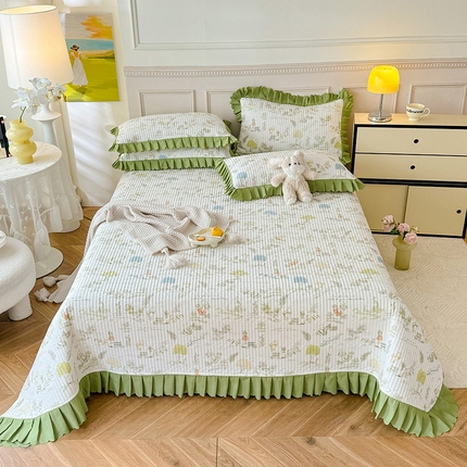 91家纺网 家纺一手货源 找家纺 （总）美达家纺 2025新款全棉夹棉防滑小花边床盖