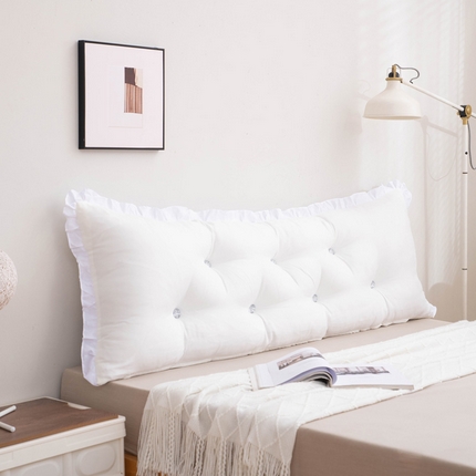 91家纺网 家纺一手货源 找家纺 美达人 2024新款水洗棉白色花边靠背 浅米白