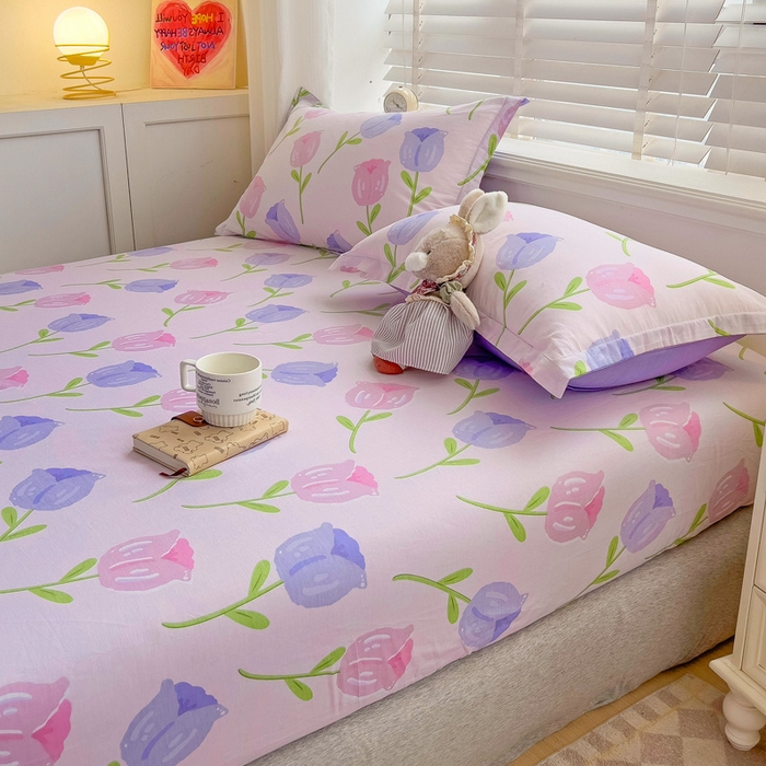 91家纺网 家纺一手货源 找家纺 恩泽 2024新款ins风全棉单品床笠 玫瑰佳人