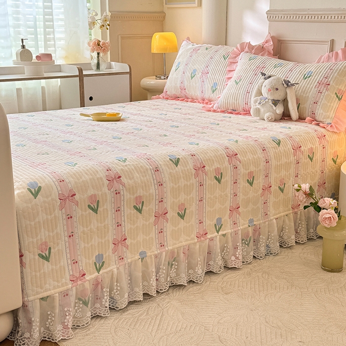 91家纺网 家纺一手货源 找家纺 美达家纺 2025新款全棉防滑榻榻米床护垫 春盼花季