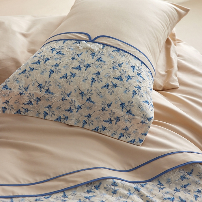 91家纺网 家纺一手货源 找家纺 2024新款全新工艺全棉古风刺绣四件套 兰亭序