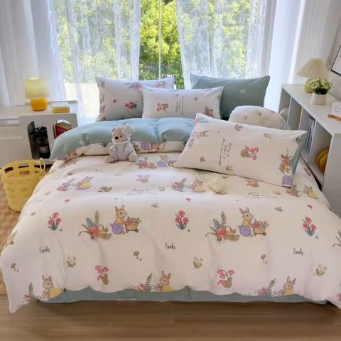 91家纺网 家纺一手货源 找家纺 世爵 2024新款12868全棉印花单品被套田园趣事