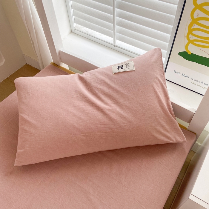 91家纺网 家纺一手货源 找家纺 巧格家纺 2025新款A类全棉色织水洗棉宿舍三件套-床垫套款 豆沙