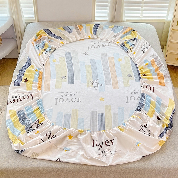 91家纺网 家纺一手货源 找家纺 恩泽 2024新款ins风全棉单品床笠 星光条纹