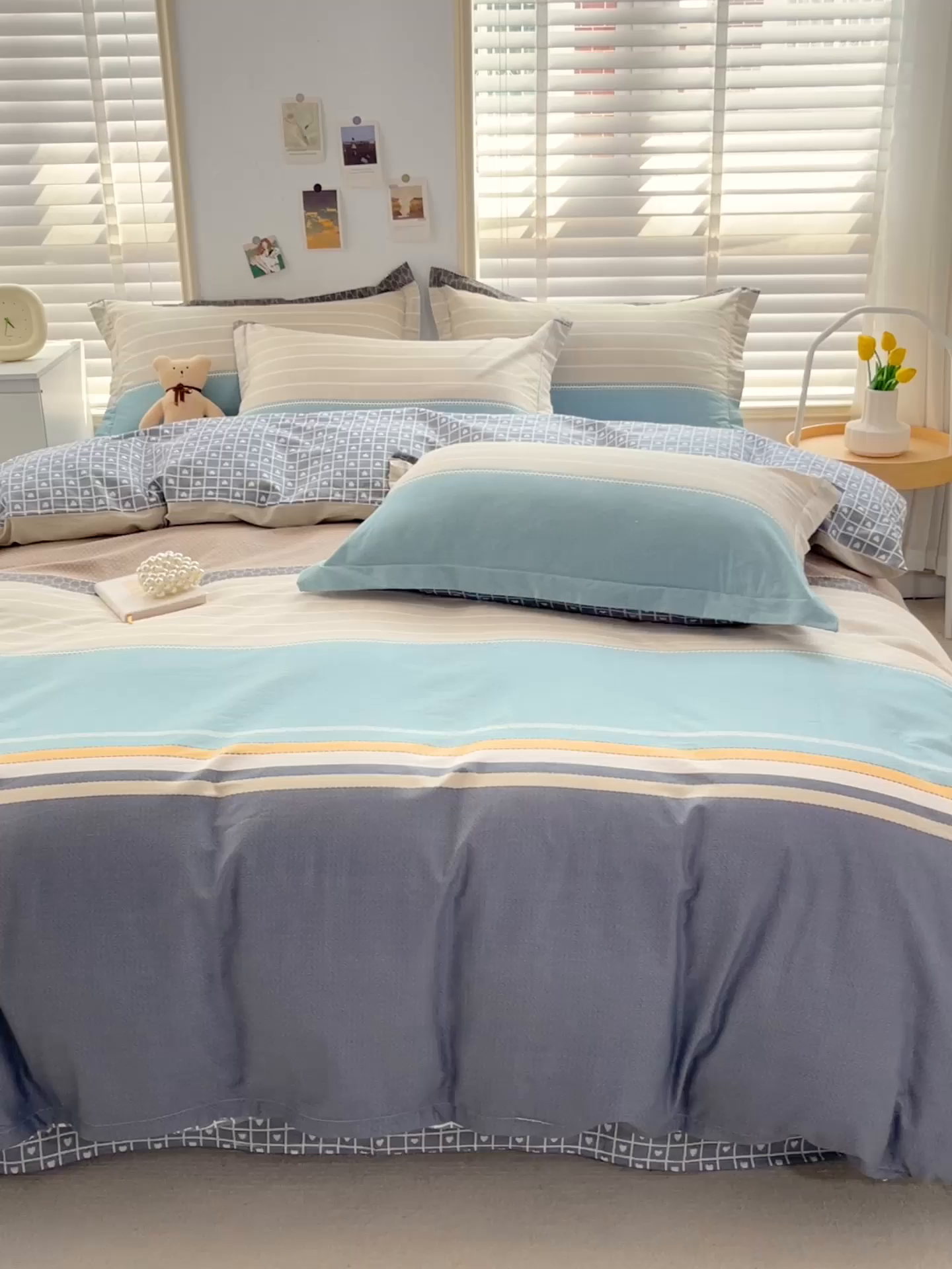 91家纺网 家纺一手货源 找家纺 恩泽 2024新款ins风全棉四件套 莫兰迪