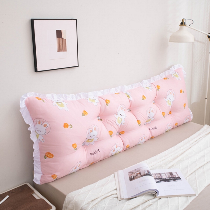 91家纺网 家纺一手货源 找家纺 美达人 2024新款水洗棉白色花边靠背 萌萌兔