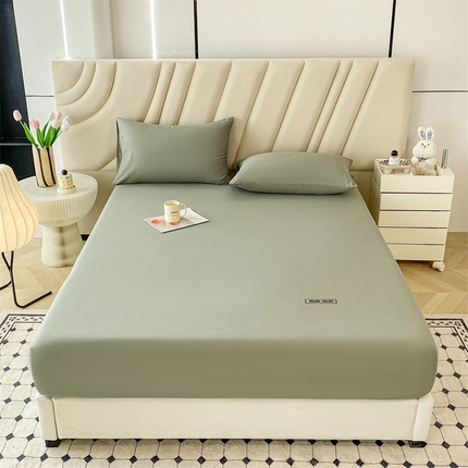 寐眠 2024新款40支全棉刺绣床笠 橄榄绿