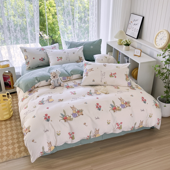 91家纺网 家纺一手货源 找家纺 世爵 2024新款12868全棉印花四件套田园趣事