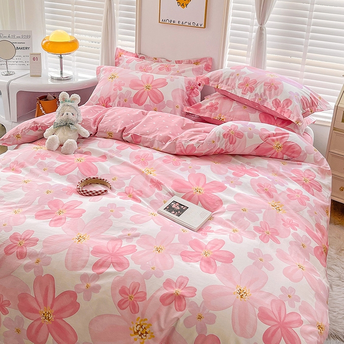 91家纺网 家纺一手货源 找家纺 恩泽 2024新款ins风全棉四件套 花香馥郁