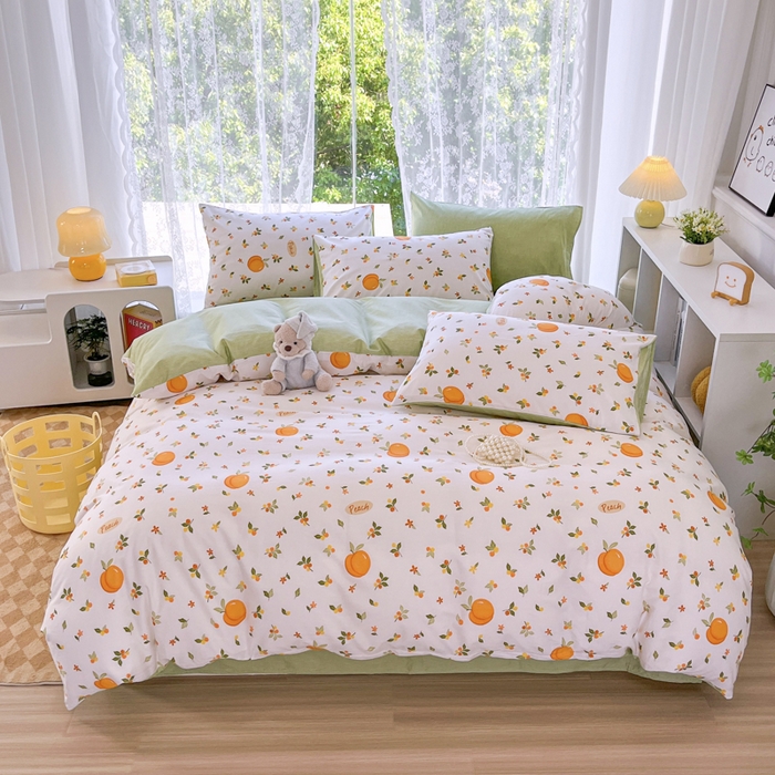 91家纺网 家纺一手货源 找家纺 世爵 2024新款12868全棉印花四件套水蜜桃