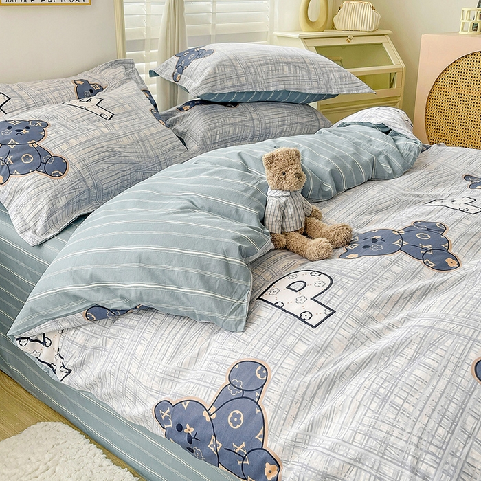 91家纺网 家纺一手货源 找家纺 恩泽 2024新款ins风全棉四件套 可比乐园