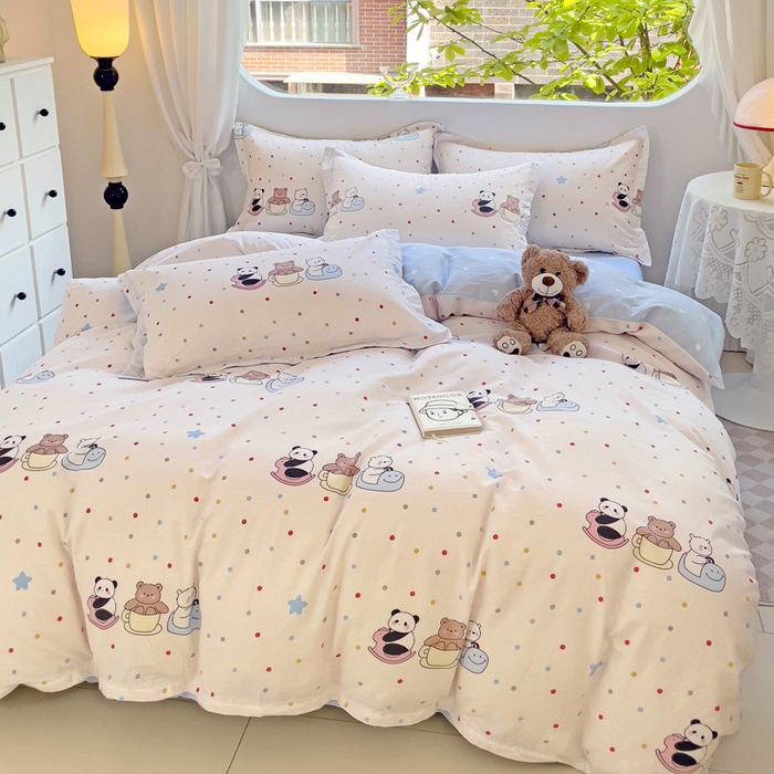 91家纺网 家纺一手货源 找家纺 恩泽 2024新款ins风全棉四件套 宠物派对