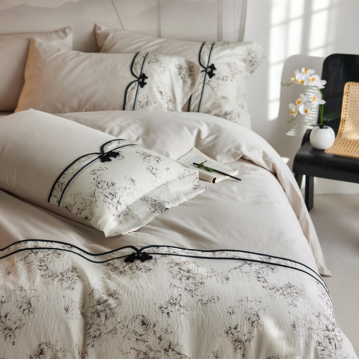 91家纺网 家纺一手货源 找家纺 2024新款全新工艺古典国风全棉天丝四件套 如梦令