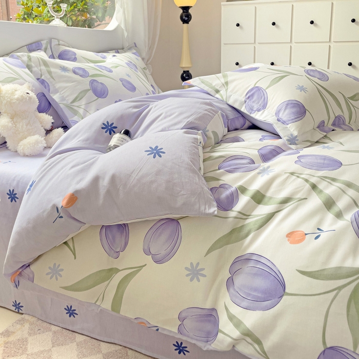 91家纺网 家纺一手货源 找家纺 恩泽 2024新款ins风全棉四件套 豆蔻年华