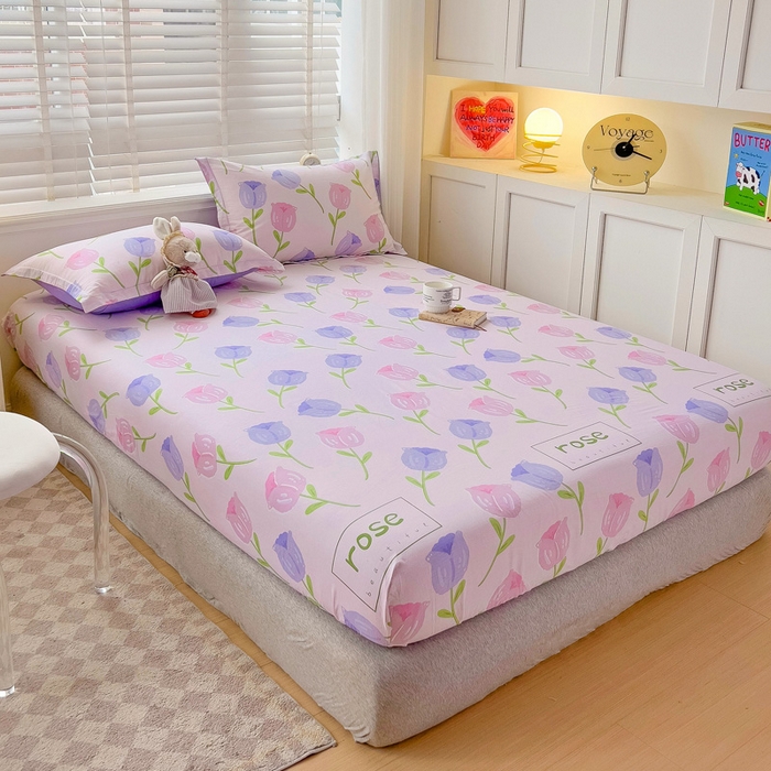 91家纺网 家纺一手货源 找家纺 恩泽 2024新款ins风全棉单品床笠 玫瑰佳人