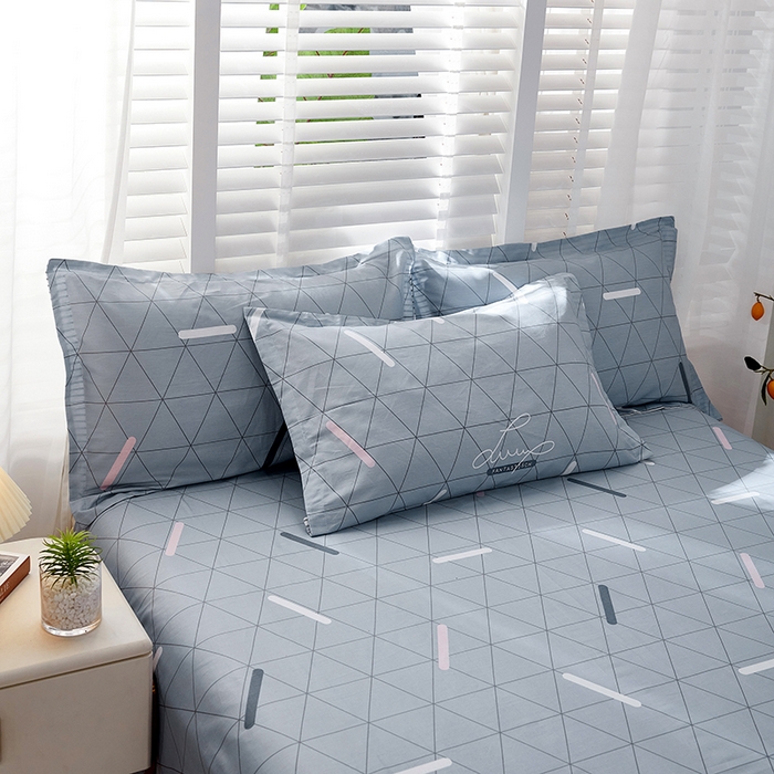 91家纺网 家纺一手货源 找家纺 恩泽 2024新款ins风全棉单品枕套 几何旋律 灰