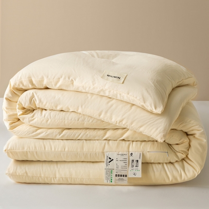 91家纺网 家纺一手货源 找家纺 莱登卡奴 2025春夏款学生宿舍被芯A类原棉水洗棉贴标大豆被夏被系列学生床被芯 水洗棉贴标款-奶白