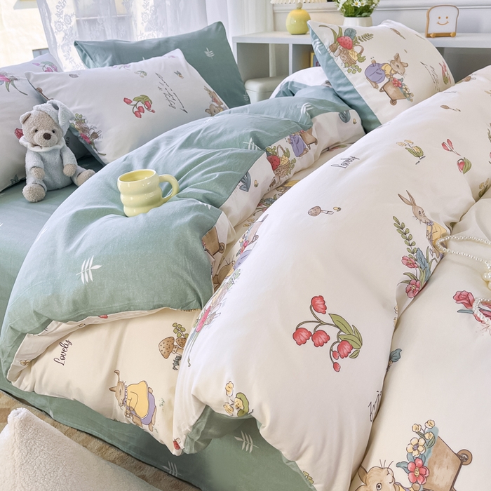 91家纺网 家纺一手货源 找家纺 世爵 2024新款12868全棉印花单品被套田园趣事