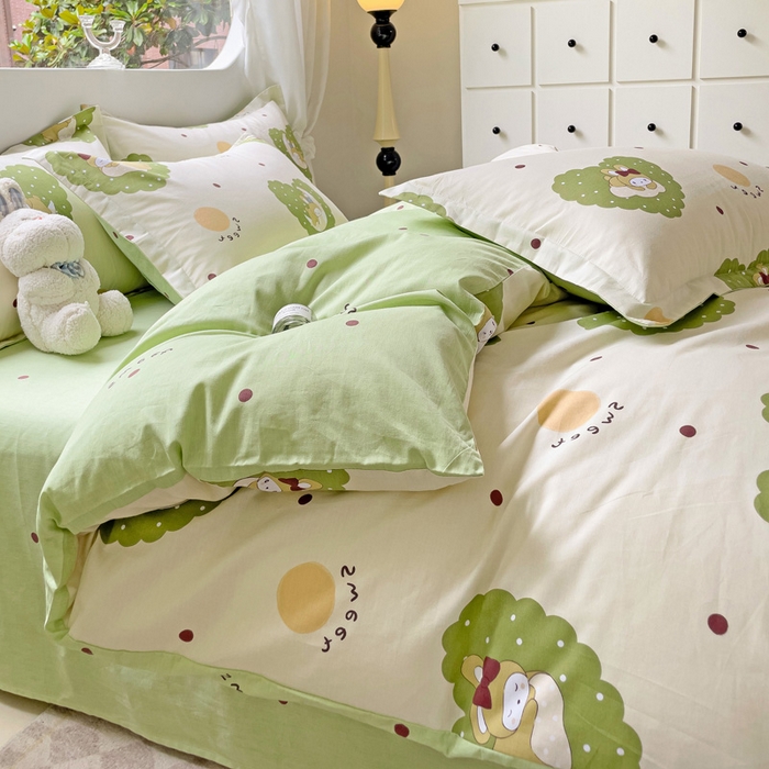 91家纺网 家纺一手货源 找家纺 恩泽 2024新款ins风全棉四件套 安心宝贝