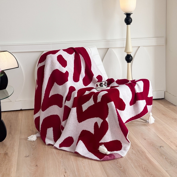 91家纺网 家纺一手货源 找家纺 苏艺针织盖毯 2024新款中式风高端婚礼喜字毛毯 针织-发财被爱