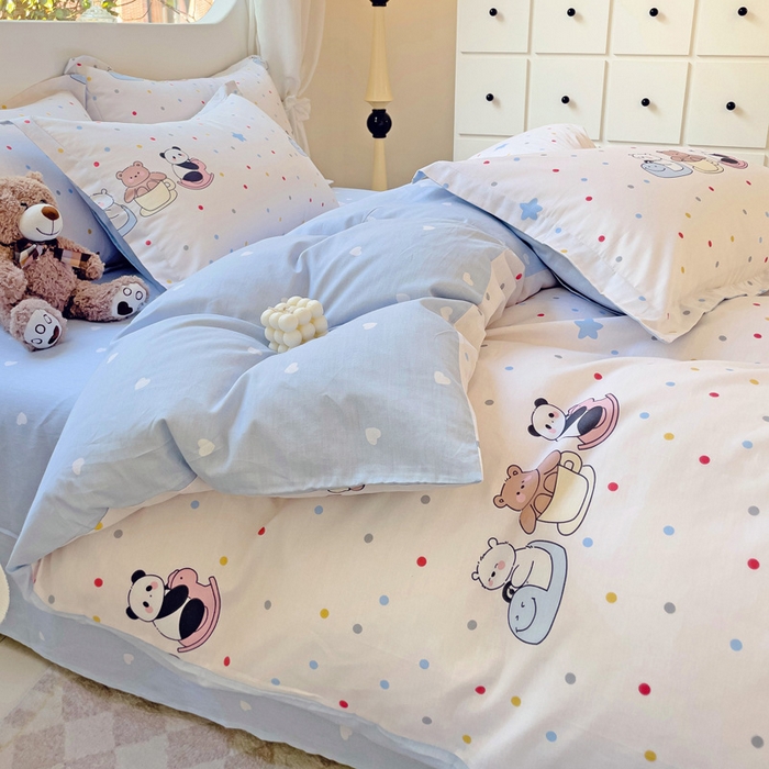 91家纺网 家纺一手货源 找家纺 恩泽 2024新款ins风全棉四件套 宠物派对