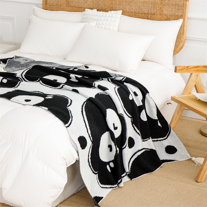 91家纺网 家纺一手货源 找家纺 苏艺针织盖毯 2024新款针织披肩沙发盖毯 针织-煤球