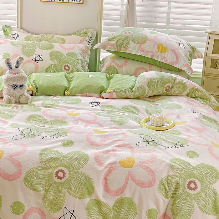 91家纺网 家纺一手货源 找家纺 恩泽 2024新款ins风全棉四件套 花语嫣然