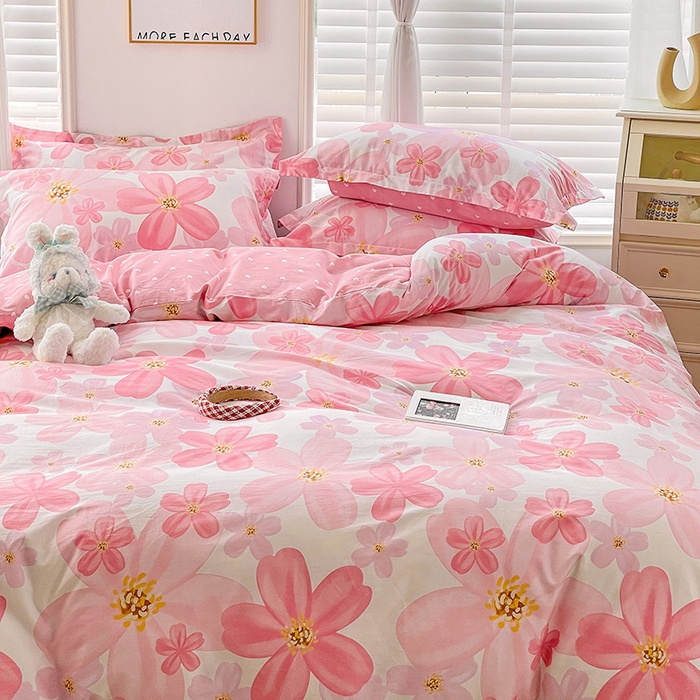 91家纺网 家纺一手货源 找家纺 恩泽 2024新款ins风全棉四件套 花香馥郁