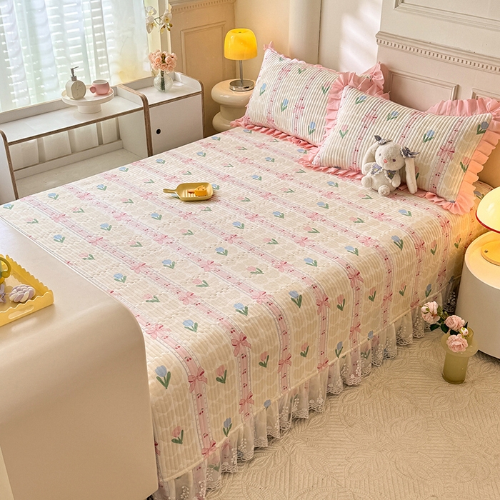 91家纺网 家纺一手货源 找家纺 美达家纺 2025新款全棉防滑榻榻米床护垫 春盼花季