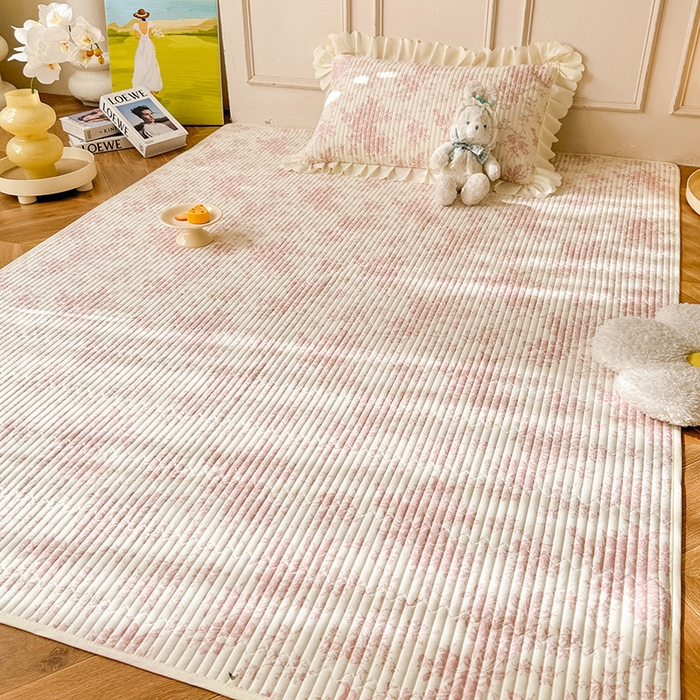 91家纺网 家纺一手货源 找家纺 美达家纺  2025新款全棉夹棉防滑可机洗床垫地垫软席 藤蔓花影