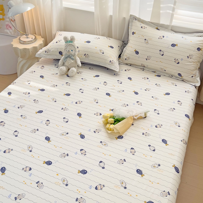 91家纺网 家纺一手货源 找家纺 恩泽 2024新款ins风全棉单品床笠 海底派对