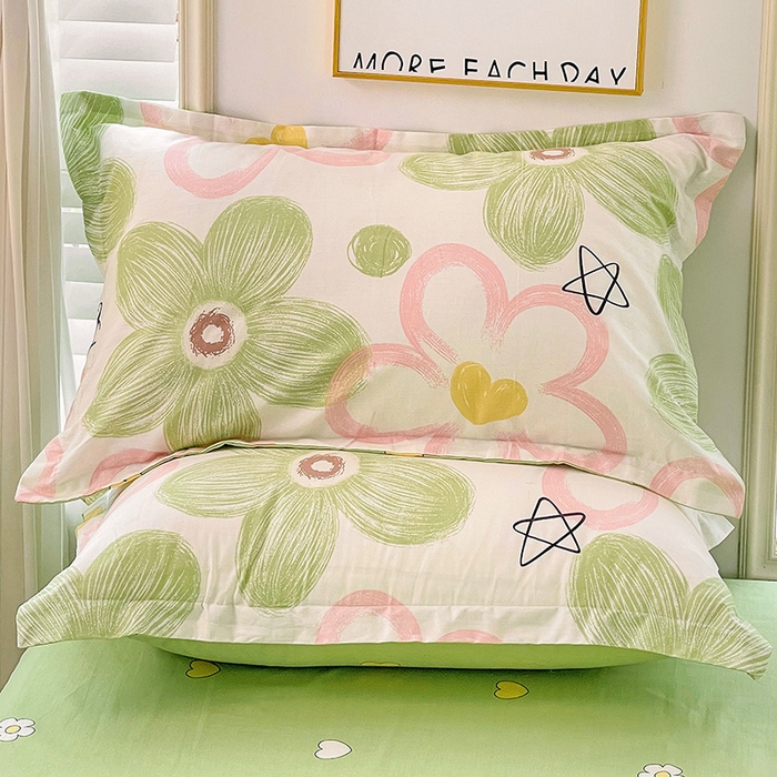 91家纺网 家纺一手货源 找家纺 恩泽 2024新款ins风全棉单品枕套 花语嫣然