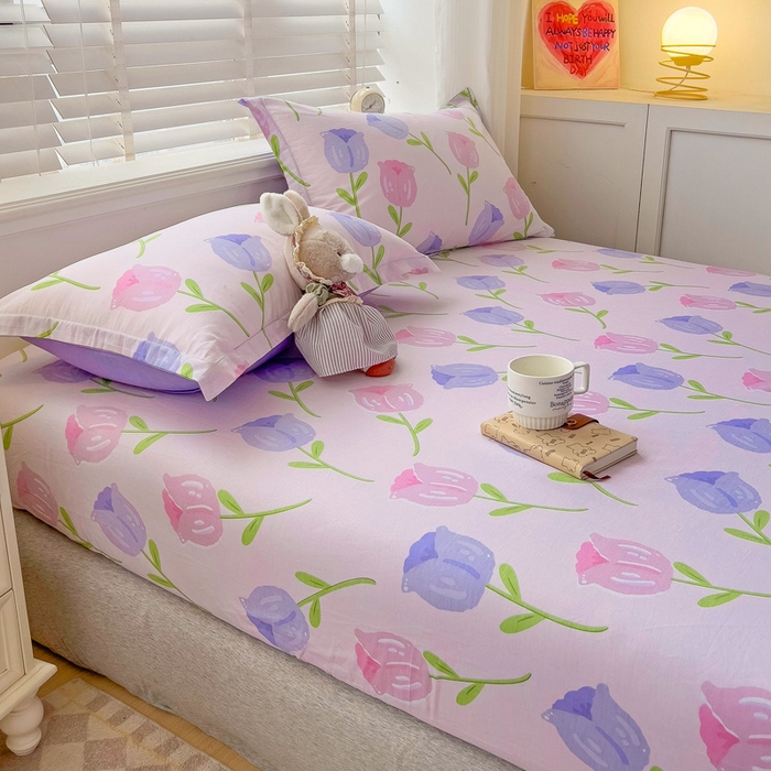 91家纺网 家纺一手货源 找家纺 恩泽 2024新款ins风全棉单品床笠 玫瑰佳人