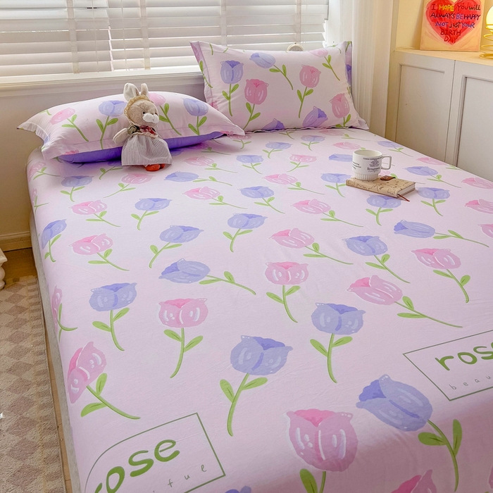 91家纺网 家纺一手货源 找家纺 恩泽 2024新款ins风全棉单品床笠 玫瑰佳人